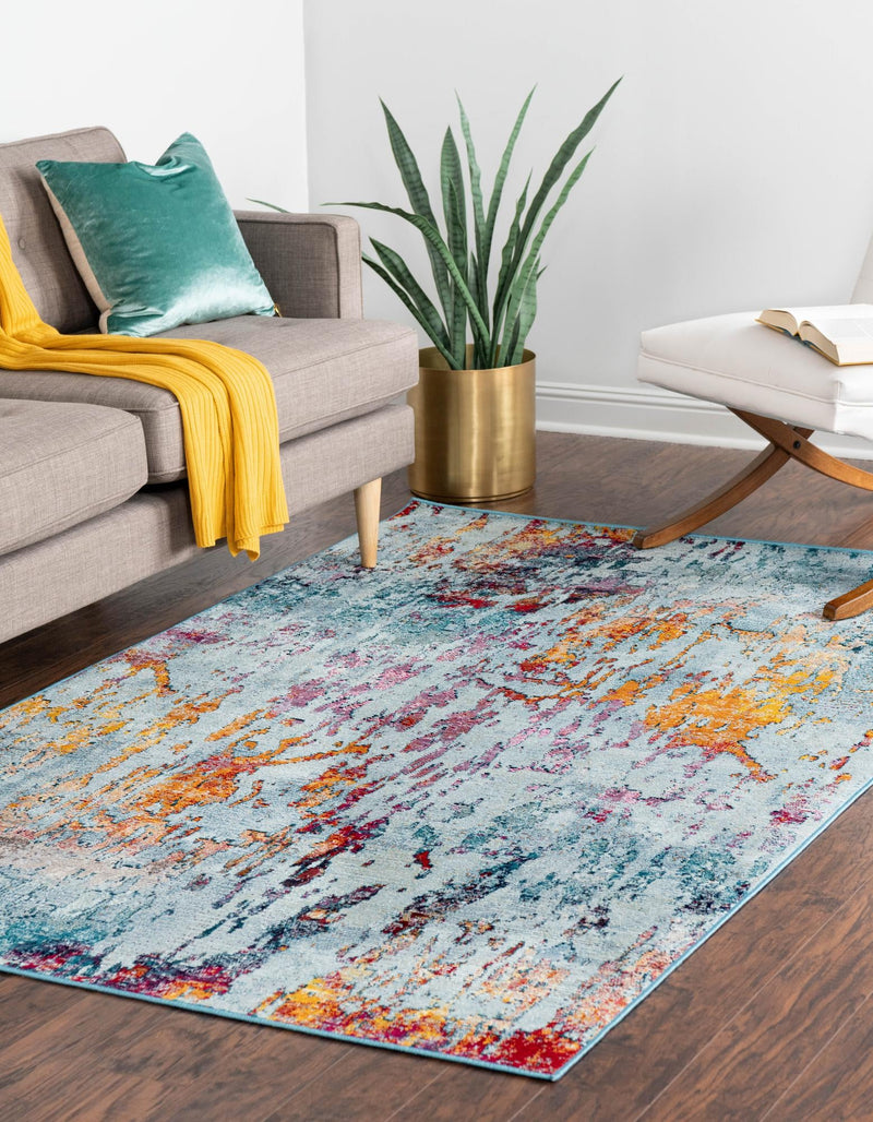 Celestial Luminescence Collection Area Rug -  Nebula Rectangle Blue and Multi  lifestyle 18