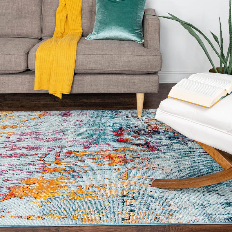 Celestial Luminescence Collection Area Rug -  Nebula Rectangle Blue and Multi  lifestyle 35