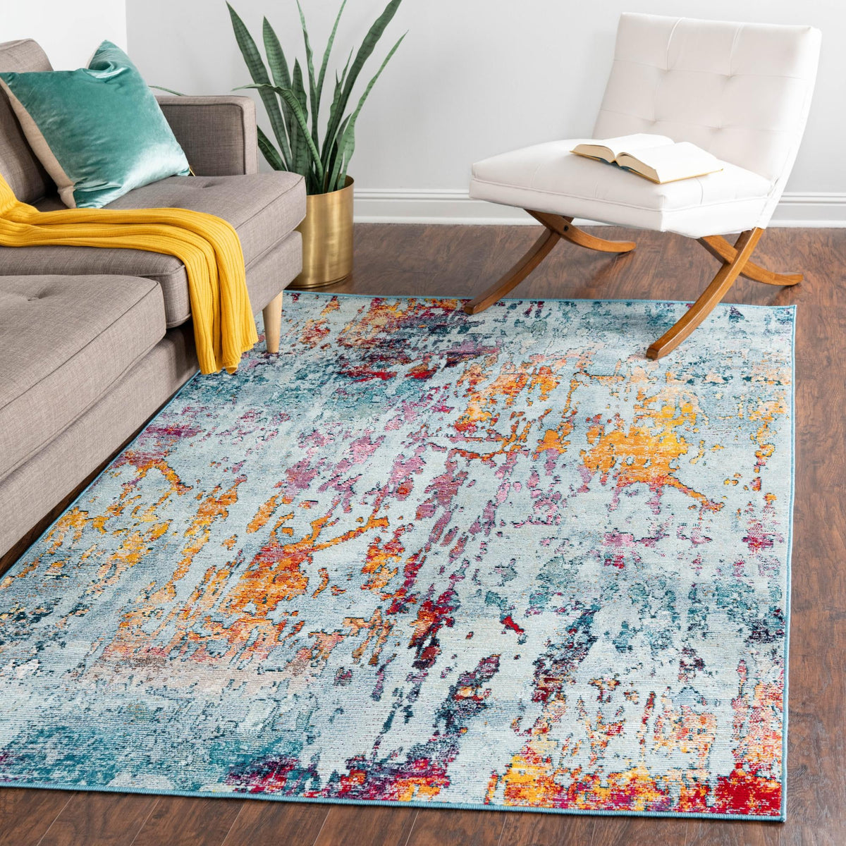 Celestial Luminescence Collection Area Rug -  Nebula Rectangle Blue and Multi  lifestyle 38