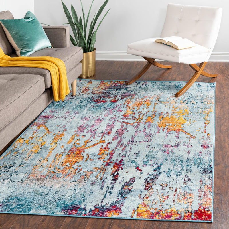 Celestial Luminescence Collection Area Rug -  Nebula Rectangle Blue and Multi  lifestyle 38