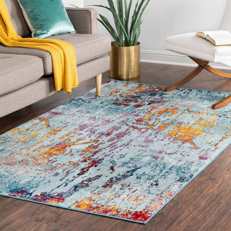 Celestial Luminescence Collection Area Rug -  Nebula Rectangle Blue and Multi  lifestyle 41