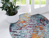Celestial Luminescence Collection Area Rug -  Nebula Round Blue and Multi  lifestyle 65
