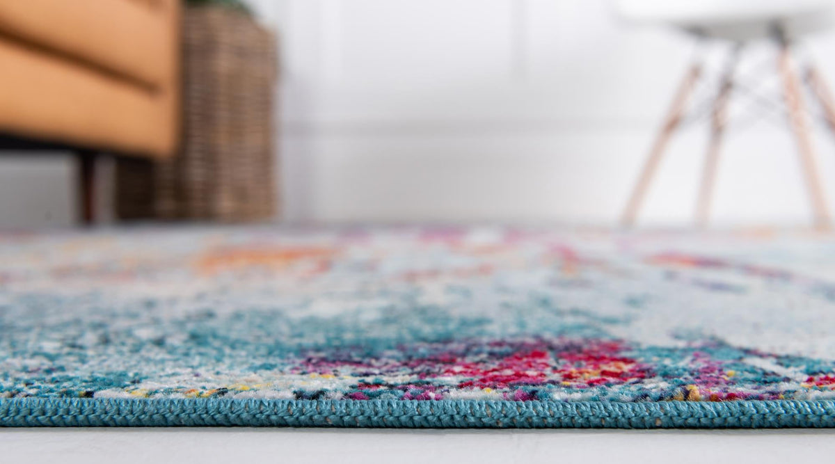 Celestial Luminescence Collection Area Rug -  Nebula Round Blue and Multi  lifestyle 83