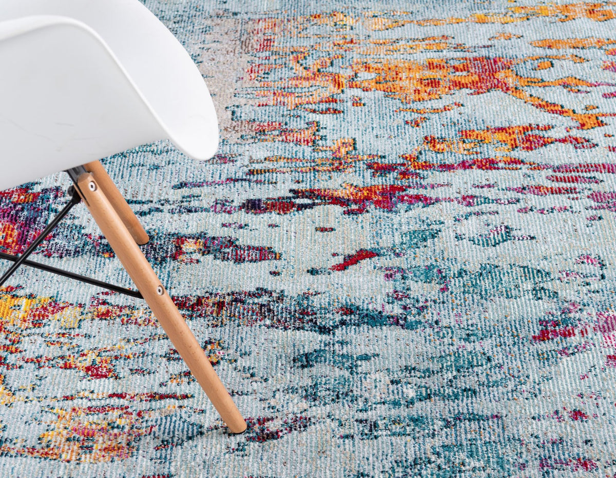 Celestial Luminescence Collection Area Rug -  Nebula Round Blue and Multi  lifestyle 86