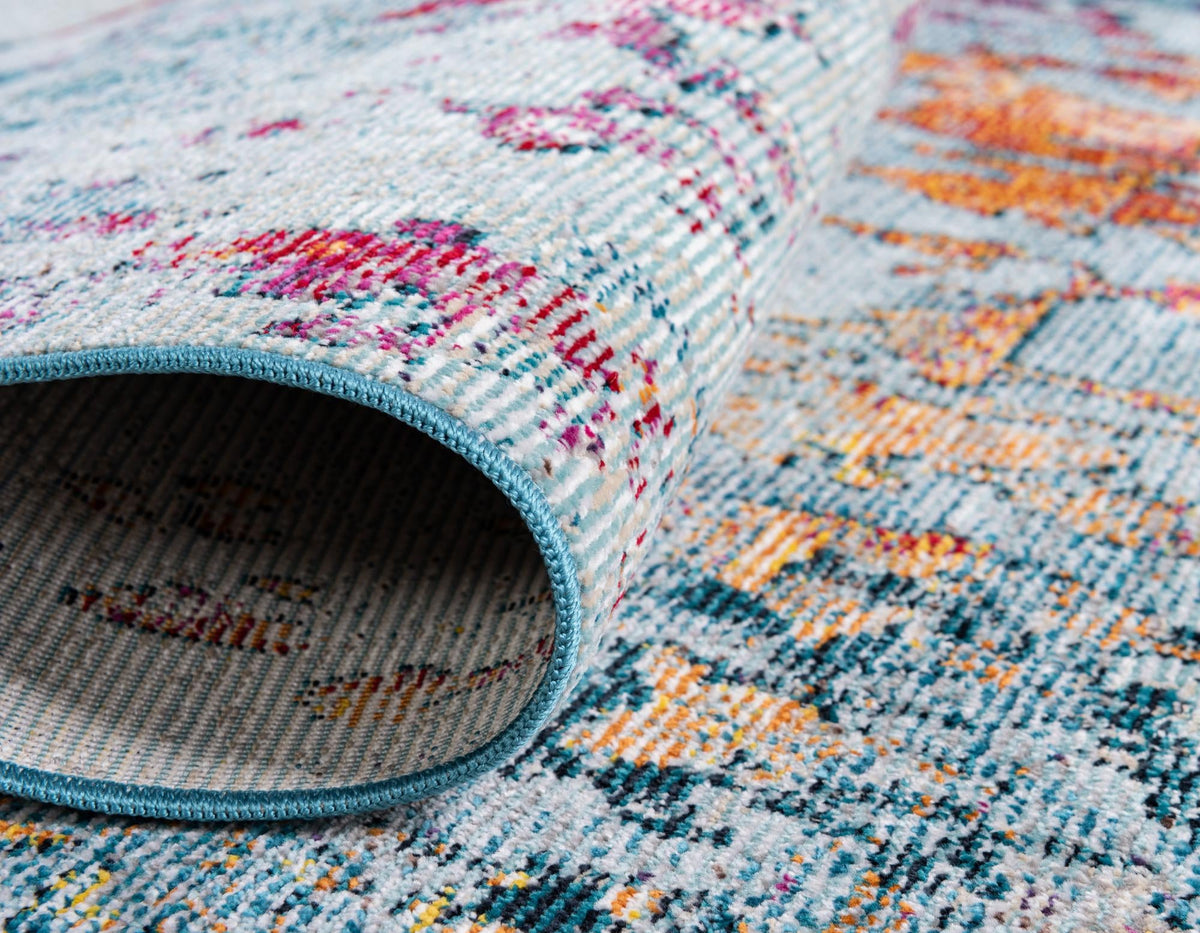 Celestial Luminescence Collection Area Rug -  Nebula Round Blue and Multi  lifestyle 89