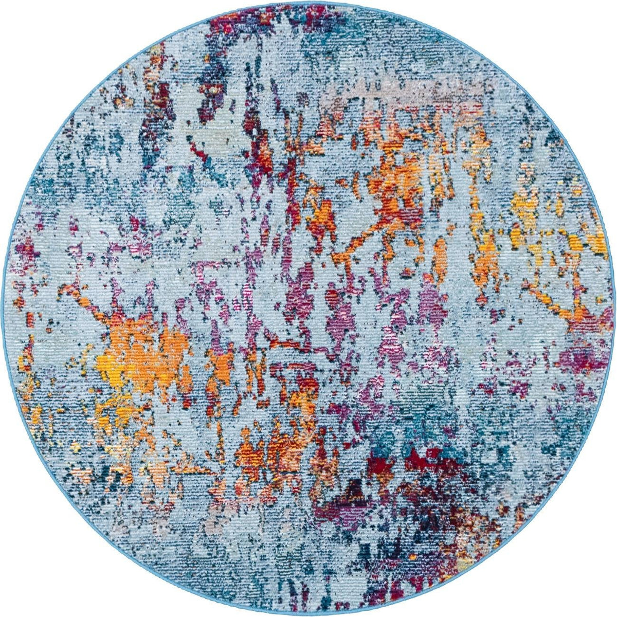 Celestial Luminescence Collection Area Rug -  Nebula Round Blue and Multi  lifestyle 37