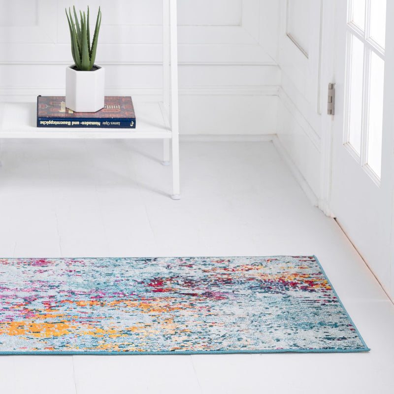 Celestial Luminescence Collection Area Rug -  Nebula Runner Blue and Multi  lifestyle 12