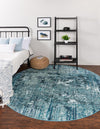 Celestial Luminescence Collection Area Rug -  Nebula Round Blue  lifestyle 77