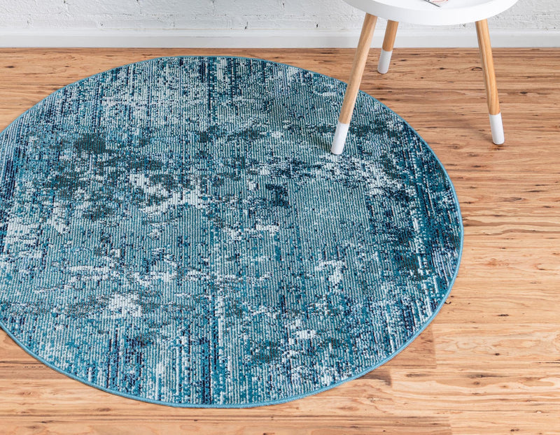 Celestial Luminescence Collection Area Rug -  Nebula Round Blue  lifestyle 67