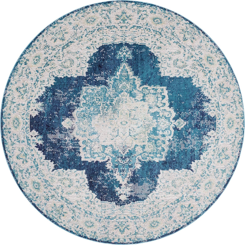 Mystic Oasis Collection Area Rug -  Mirage Round Navy Blue  lifestyle 21