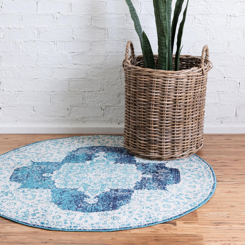 Mystic Oasis Collection Area Rug -  Mirage Round Navy Blue  lifestyle 32