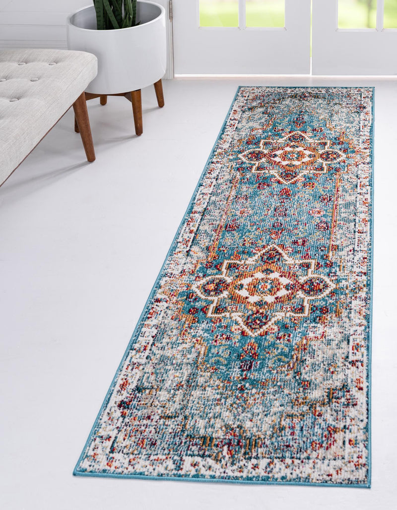 Mystic Oasis Collection Area Rug -  Nomad Runner Turquoise  lifestyle 21