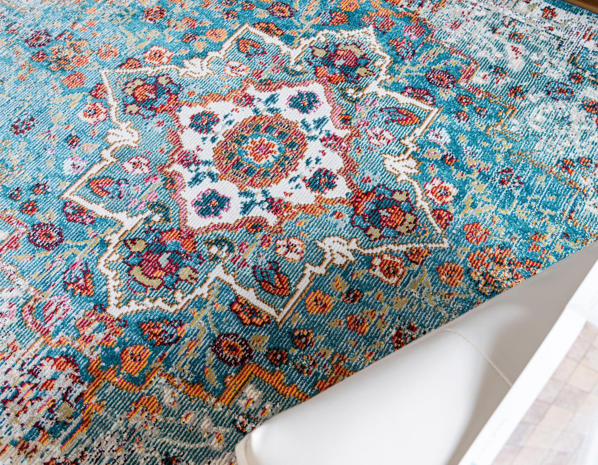 Mystic Oasis Collection Area Rug -  Nomad Runner Turquoise  lifestyle 29