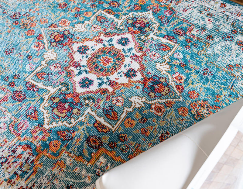 Mystic Oasis Collection Area Rug -  Nomad Runner Turquoise  lifestyle 29
