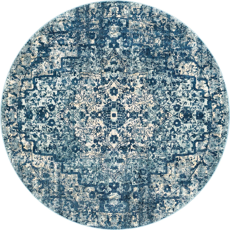Mystic Oasis Collection Area Rug -  Nomad Round Navy Blue  lifestyle 58
