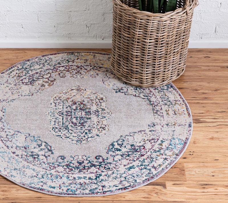 Mystic Oasis Collection Area Rug -  Caravan Round Gray  lifestyle 7