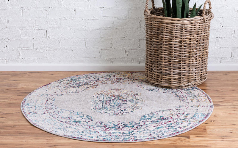 Mystic Oasis Collection Area Rug -  Caravan Round Gray  lifestyle 8