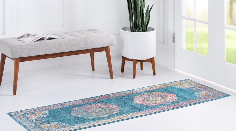 Mystic Oasis Collection Area Rug -  Caravan Runner Turquoise  lifestyle 31