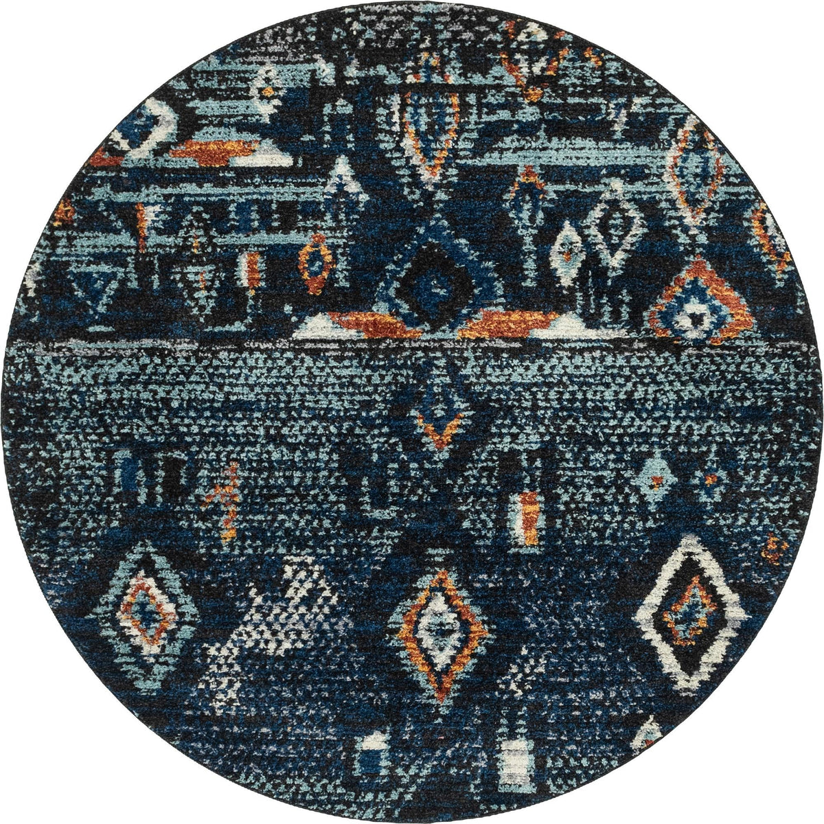 Tangier Treasures Collection Area Rug - Casablanca Round Navy Blue  lifestyle 64
