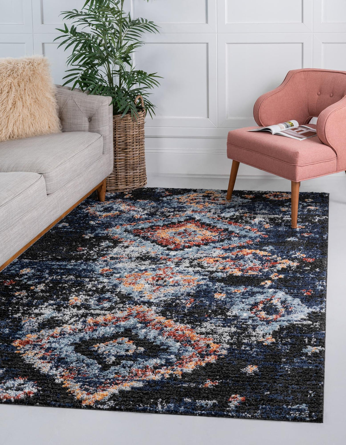 Tangier Treasures Collection Area Rug -  Fez Rectangle Navy Blue  lifestyle 3