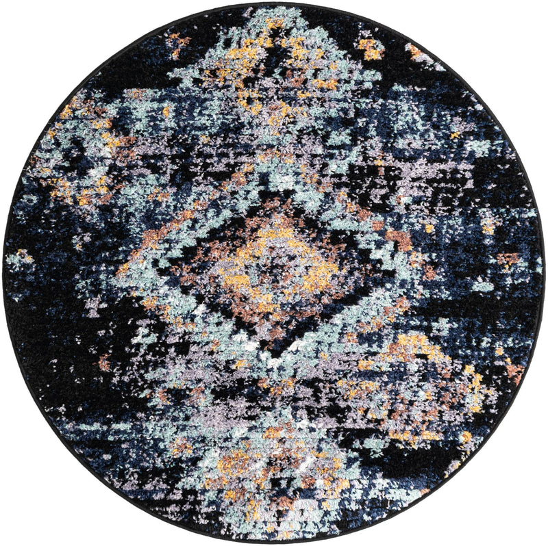 Tangier Treasures Collection Area Rug -  Fez Round Navy Blue  lifestyle 46