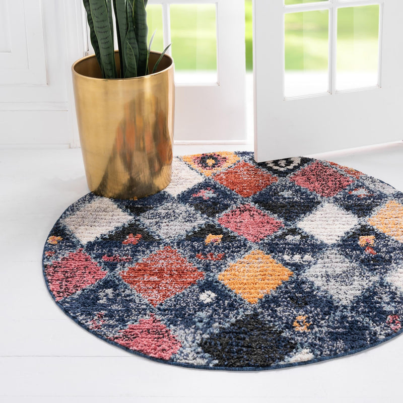 Tangier Treasures Collection Area Rug -  Rabat Round Blue  lifestyle 30