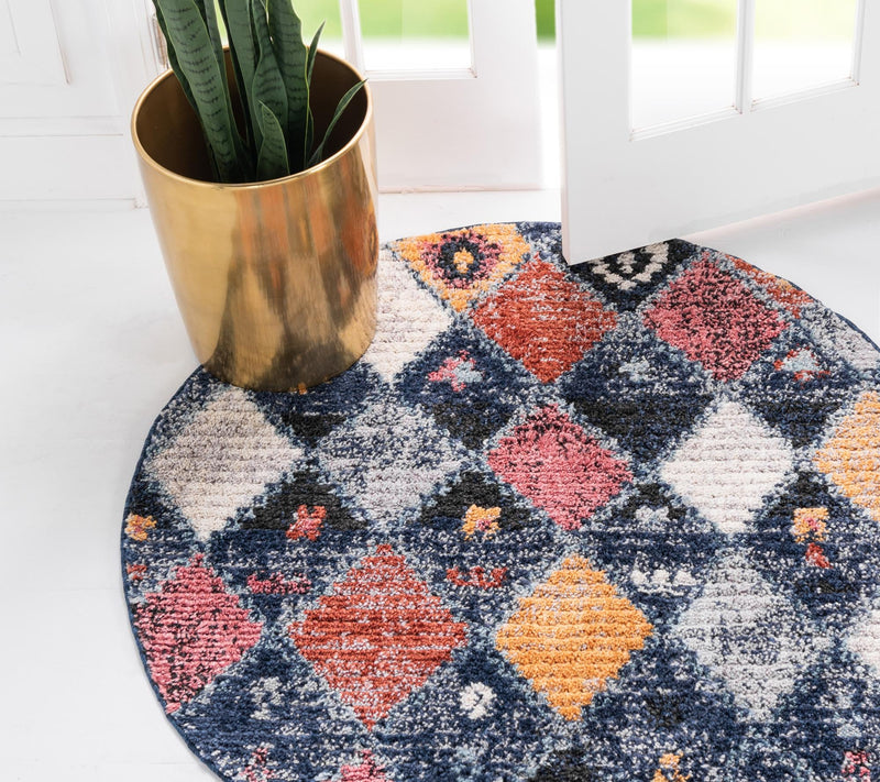 Tangier Treasures Collection Area Rug -  Rabat Round Blue  lifestyle 34