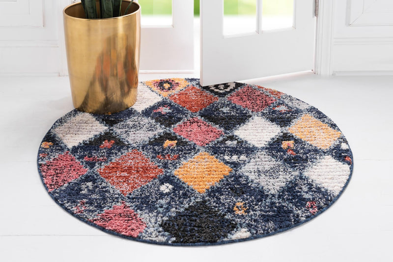 Tangier Treasures Collection Area Rug -  Rabat Round Blue  lifestyle 38