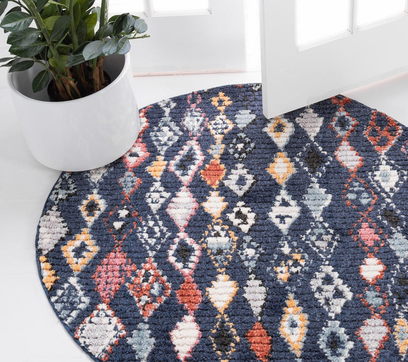 Tangier Treasures Collection Area Rug -  Essaouira Round Navy Blue  lifestyle 51