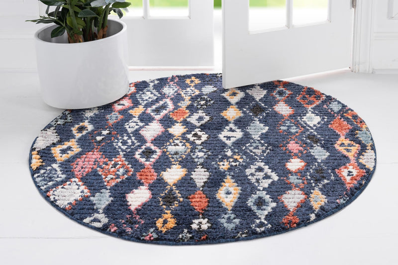 Tangier Treasures Collection Area Rug -  Essaouira Round Navy Blue  lifestyle 57