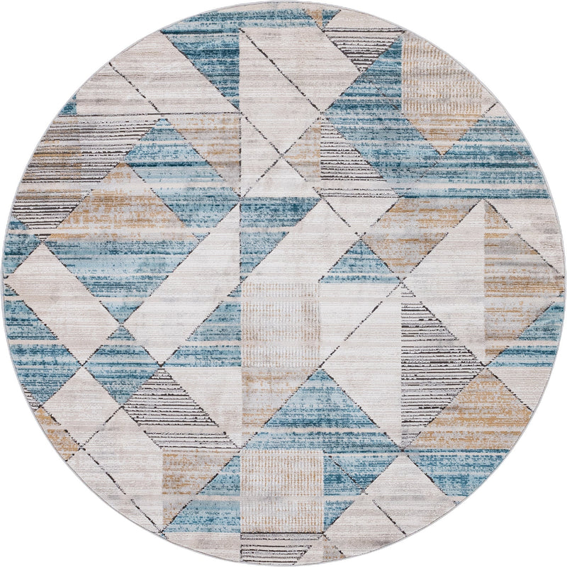 Dresden Elegance Collection Area Rug - Meissen Round Blue  lifestyle 35