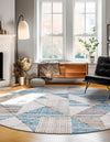 Dresden Elegance Collection Area Rug - Meissen Round Blue  lifestyle 13