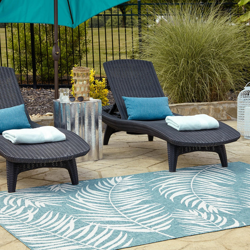 Garden Terrace Escape Collection Area Rug - Verdure (Light Aqua) Rectangle Light Aqua  lifestyle 19