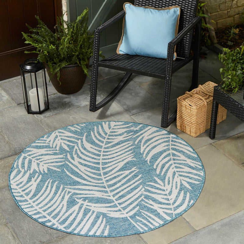 Garden Terrace Escape Collection Area Rug - Verdure (Light Aqua) Round Light Aqua  lifestyle 20