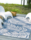 Garden Terrace Escape Collection Area Rug - Verdure (Blue) Rectangle Blue  lifestyle 0