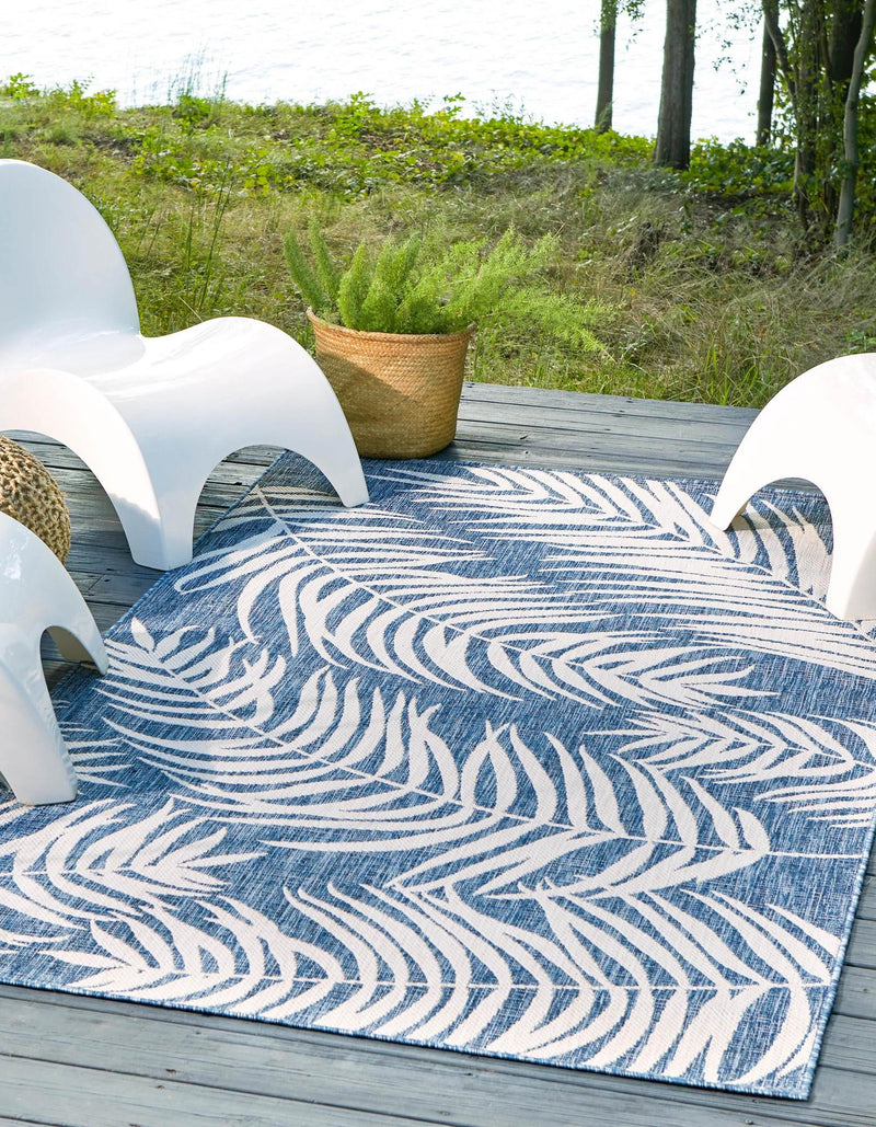 Garden Terrace Escape Collection Area Rug - Verdure (Blue) Rectangle Blue  lifestyle 0