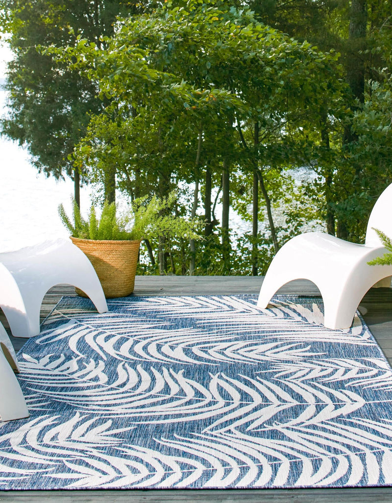Garden Terrace Escape Collection Area Rug - Verdure (Blue) Rectangle Blue  lifestyle 4