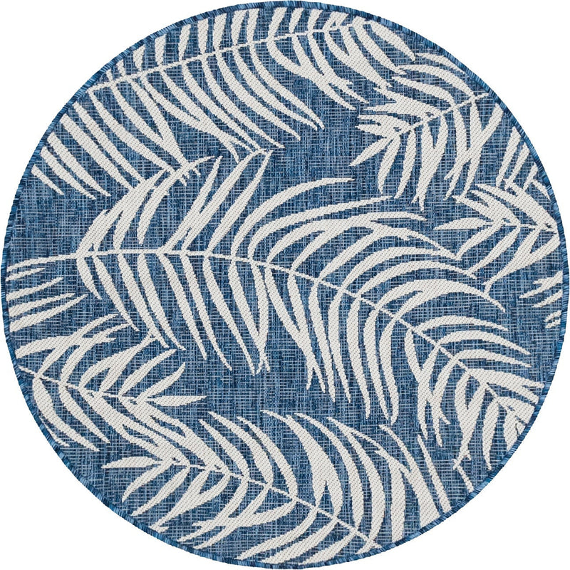 Garden Terrace Escape Collection Area Rug - Verdure (Blue) Round Blue Main