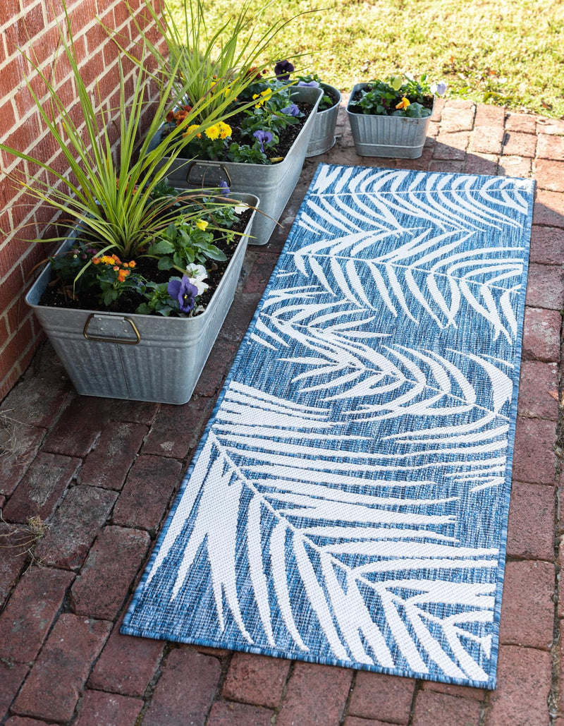 Garden Terrace Escape Collection Area Rug - Verdure (Blue) Runner Blue  lifestyle 0
