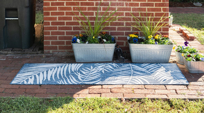 Garden Terrace Escape Collection Area Rug - Verdure (Blue) Runner Blue  lifestyle 3