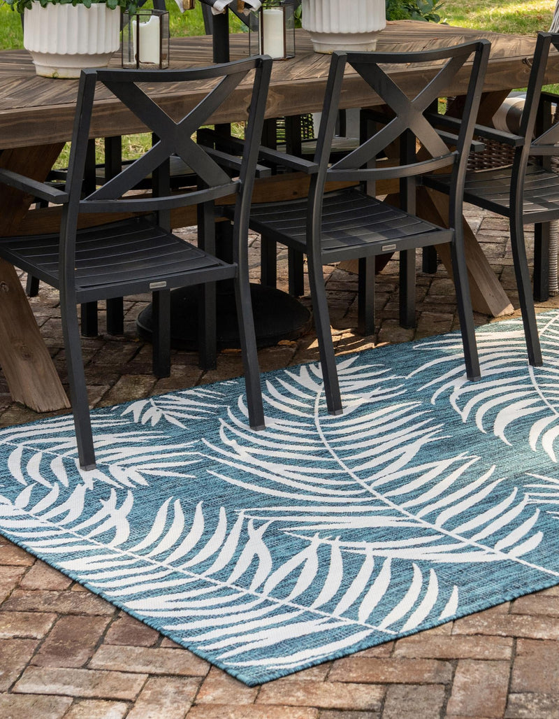 Seaside Blooms Collection Area Rug - Verdure (Teal) Rectangle Teal  lifestyle 4