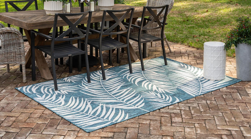 Garden Terrace Escape Collection Area Rug - Verdure (Teal) Rectangle Teal  lifestyle 12