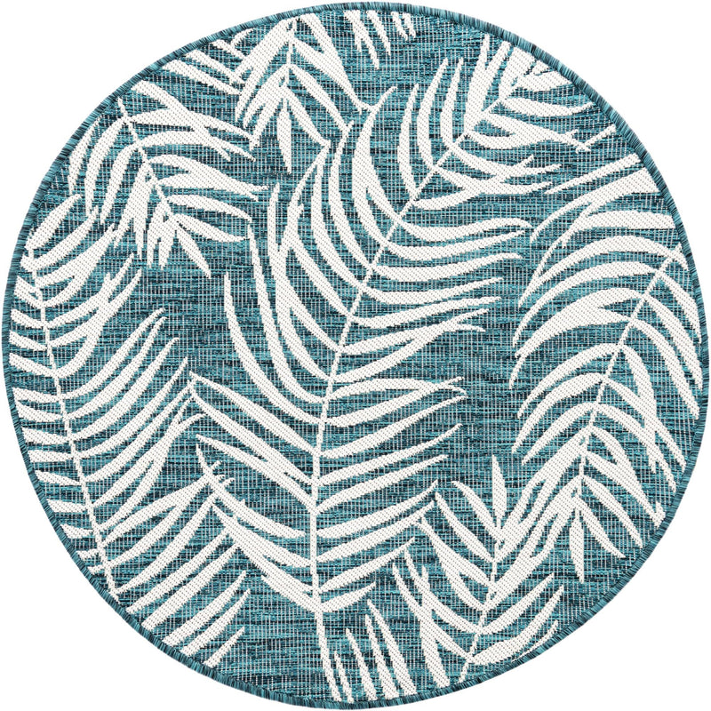 Garden Terrace Escape Collection Area Rug - Verdure (Teal) Round Teal Main