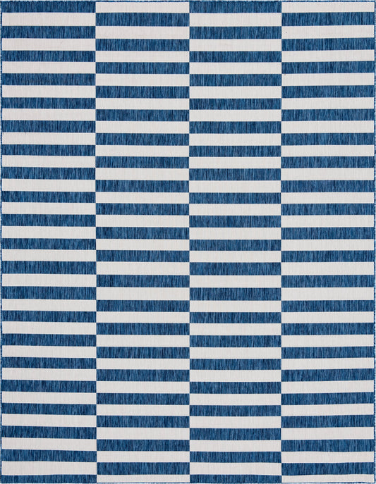 Patio Stripe Harmony Collection Area Rug - Cabana (Blue) Rectangle Blue Main