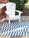 Patio Stripe Harmony Collection Area Rug - Cabana (Blue) Rectangle Blue  lifestyle 3