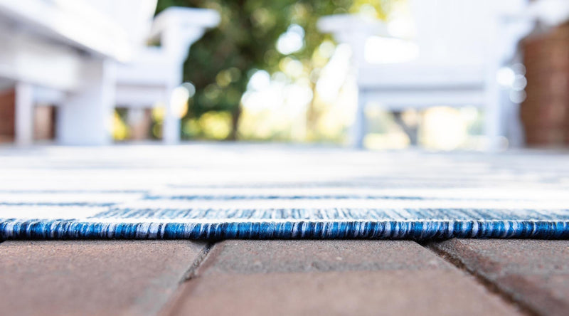Seaside Stripes Collection Area Rug - Cabana (Blue) Rectangle Blue  lifestyle 5