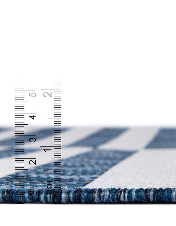 Patio Stripe Harmony Collection Area Rug - Cabana (Blue) Round Blue  lifestyle 7