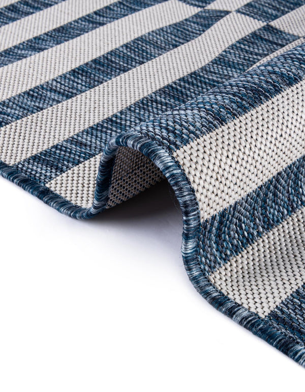 Patio Stripe Harmony Collection Area Rug - Cabana (Blue) Round Blue  lifestyle 17
