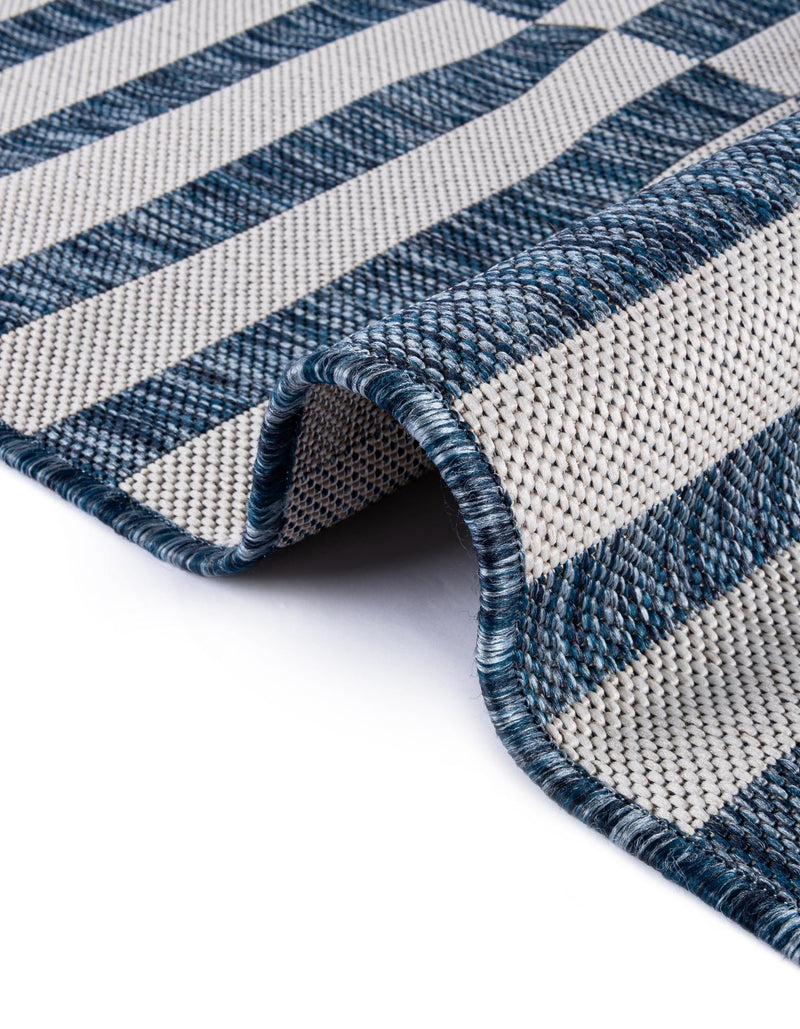 Patio Stripe Harmony Collection Area Rug - Cabana (Blue) Round Blue  lifestyle 17
