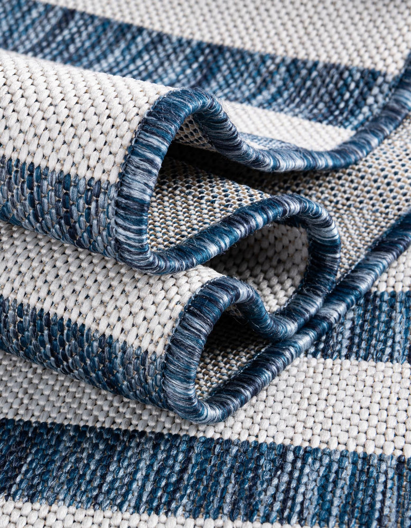 Patio Stripe Harmony Collection Area Rug - Cabana (Blue) Round Blue  lifestyle 21